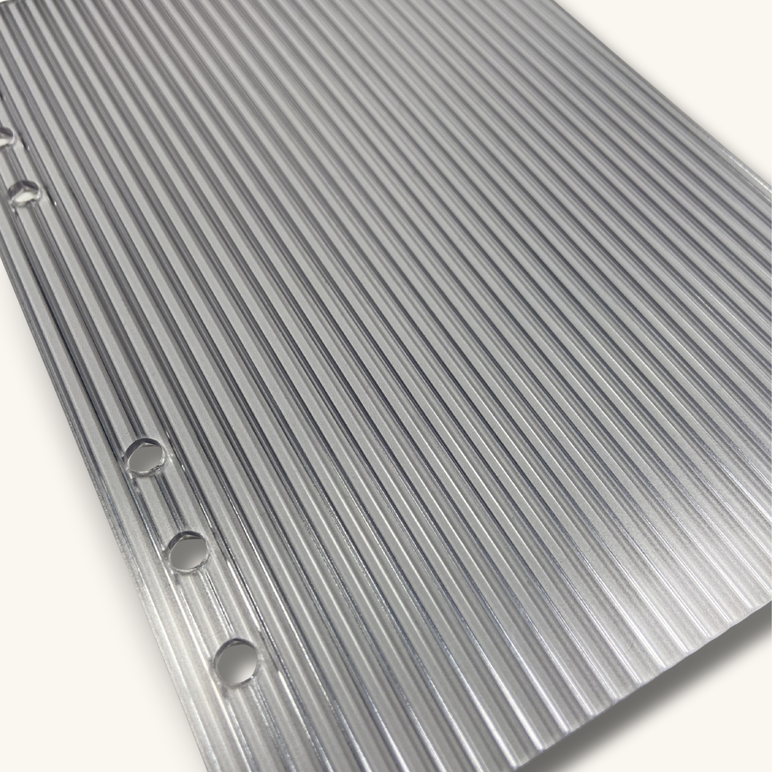 Fluted acrylic dashboard with a dark grey tint